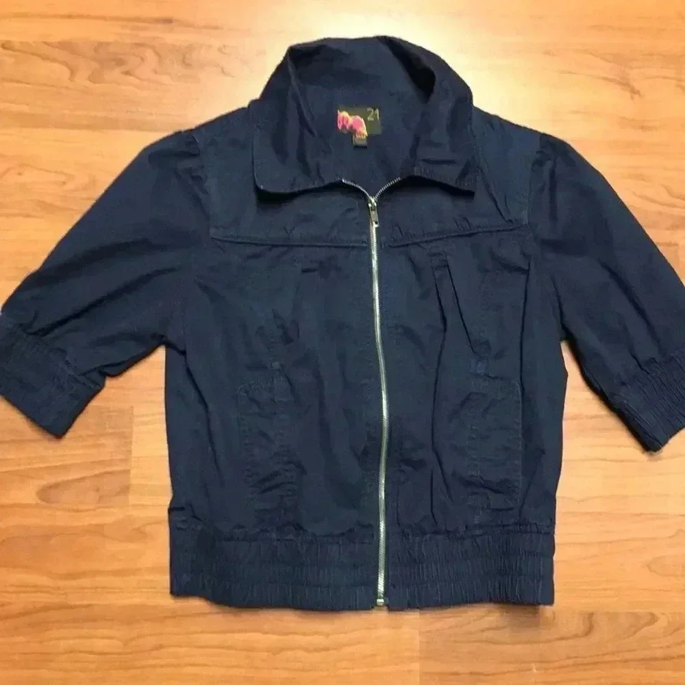 Rue 21 Navy Crop Jacket, Size med - Picture 1 of 7